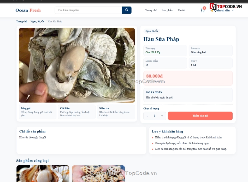 Web bán hải sản,hải sản,bán